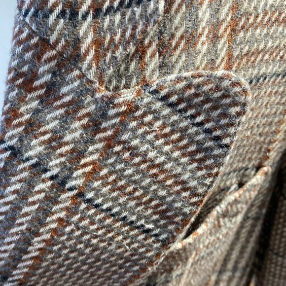 VINTAGE TWO Roads Plaid Tweed Preppy Sport Blazer Brown Greyish Wool Sz 7 - Picture 6 of 14